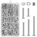 (480 pcs)#10 Outlet Screws Kit, 304 Stainless Steel Machine Screws, Flat Head Phillips,Electrical Wall Plate Switch, Bright Finish, Fully Machine Thread