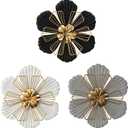 3 x 8 Inch Large Metal Flower Wall Art Multiple Layer Home Decor for Outdoor Bedroom Living Room Office Garden Set of 3