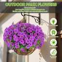 Artificial Flowers Fake Plants for Outdoors Spring Decoration, 13Bundles Silk Realistic UV Resistant Faux Flowers for Outside Planter Porch Yard Patio Garden Home Indoor, Purple