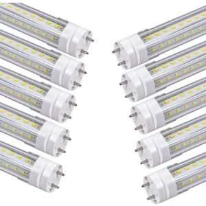 T8 2 Foot LED Tube Lights,20W 2000lm,G13 Bi-pin Base,24 inches End to End,F17T8 F18T8 Fluorescent Tubes Replacement,White 6500K 2ft LED Bulbs,Ballast Bypass,Dual-Powered for Cabinet,Pack of 10