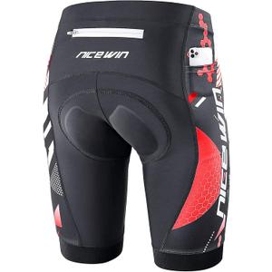 Men's Cycling Shorts Anti-Slip Leg 4D Padded Bike Shorts with 3-Pockets Breathable Biking Bicycle Motorcycle Half-Pants (Large, Red)