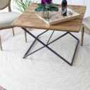 Jute Rug 4ft Round Area Rug Hand Woven Jute Beige Braided Boho Rug for Living Room Outdoor Bedroom Kitchen Entryway Farmhouse Hallway, Rustic Vintage Natural Reversible Floor Rugs: Off White