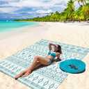HIHOHO Beach Blanket Waterproof Sandproof Quick Drying Mat for 1-8 Adults | Durable Outdoor Beach Mat for Beach Festival Camping Hiking Travel Portable Wind Resistant Picnic Blanket with 4 Stakes, 6'11" x 6'7"