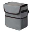 Simple Deluxe Car Trash Can, Multipurpose Bin with Lid and Storage Pockets, Collapsible Adjustable Straps and Portable Organizer, 2 Gallon, Grey