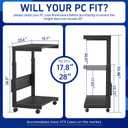 Computer Tower Stand/PC Tower Stand with Wheels, Dual Tier & 5-Level Adjustable CPU Holder Cart (23.2-33.5") Under Desk Floor PC Stand for Gaming & Home Office [Black]