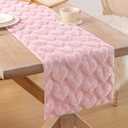 Valentine's Day Table Runner, Blush Pink Soft Plush Faux Fur Love Heart Table Runners 90 inches Long, Festival Kitchen Dining Table Decoration for Home Party Decor 13x90 Inch