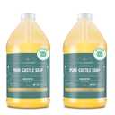 WHOLENATURALS Pure Castile Soap Liquid Unscented, EWG Verified & Certified Palm Oil Free-1 gallon (64oz x2 bottles) Natural, Mild & Gentle Non-gmo & Vegan-Organic Body Wash, Laundry & Baby Soap