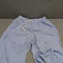 Women's Striped Print Straight Wide Leg Linen Pants Drawstring Waist Slant Pockets Pants Casual Long Pants Small