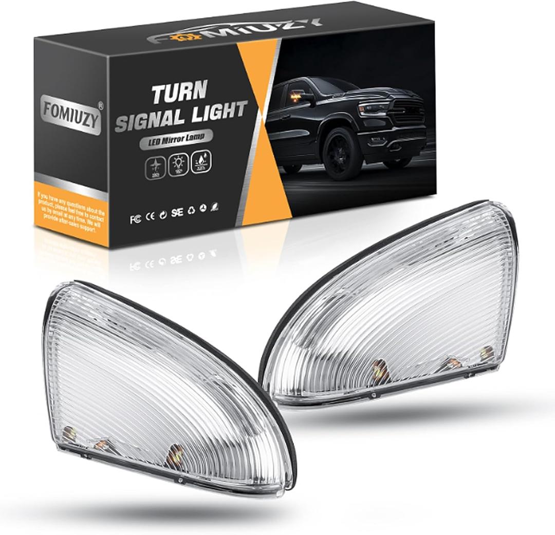 LED Side Mirror Light Turn Signal Bulb Puddle Lamp Lens Cover Fit For Dodge Ram 1500 2009-2018 Ram 2500 2010-2018 Replaces 68064949AA/68064949AA 68232479AA/68232479AA