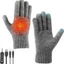 USB Heated Gloves, Winter Warm Heated Gloves with 3 Adjustable Temperature Touchscreen Gloves Hand Warmers Work Gloves Unisex Washable Knitting Glove for Women Men (Style1)