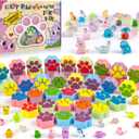 Bath Bombs for Kids with Surprise Inside, 40 Large Number Pack Paw Shape Bath Bombs Gift Set, Natural Organic Kids Bubble Bath Fizzy for Girls Boys with Bath Toys Inside