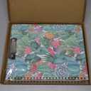 Clipboard Folio with Notepad for Letter Size (11" x 8.5"), 5 Extra Folders with Storage 10 Pockets, 39 File Folder Labels, Elastic Closure Spiral Clipboard with Storage(Cactus Flowers)