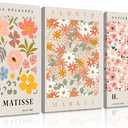 3Pcs Flower Market Canvas Wall Art Danish Pastel Wall Decor Pictures Pink Aesthetic Posters Prints for Living Room Hallway Bedroom Home Decoration Prepare to hang