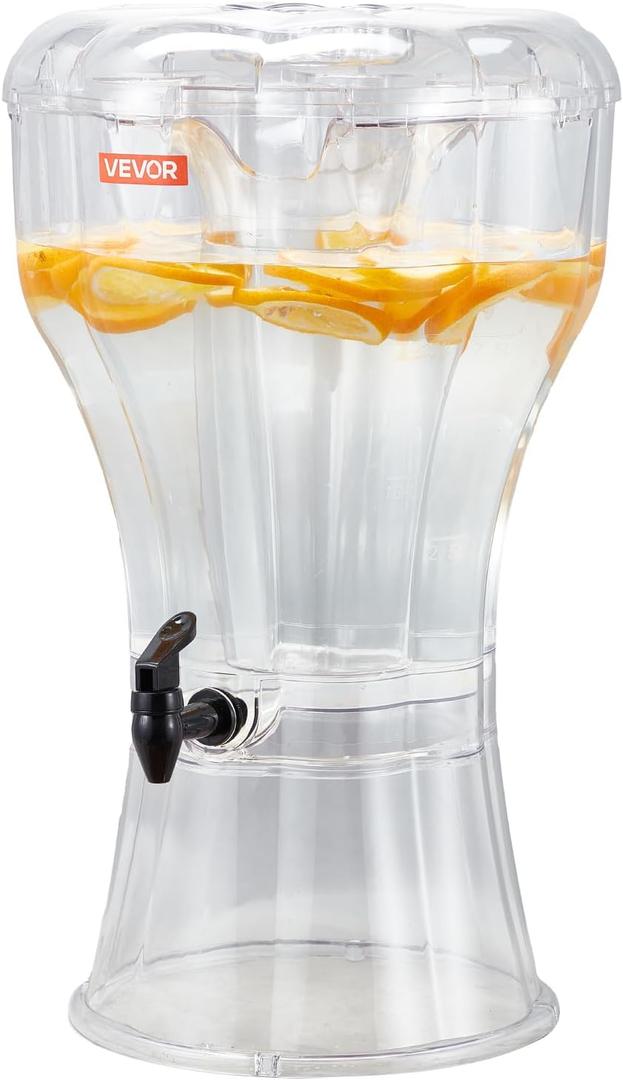 VEVOR Beverage Dispenser, 3.4 Gallon Drink Dispenser for Parties, Plastic Juice Dispensers with No-Drip Spigot, Iced Tea Lemonade Juice Water Dispensers, for Restaurants, Hotels, Parties