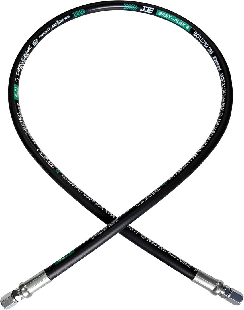 Heroson 26711-08-08RW Hydraulic Hose Swivel Assembly 1/2" Hydraulic Hose with Female JIC X Female JIC 36" Long 3988 psi, Black