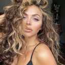 Fencca Brown Highlights Long Curly Wigs for Women Heat Resistant Synthetic Hair Brown Mixed Blonde Wave Curly Wig