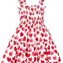 RETSUGO Little Girls Dresses Flutter Sleeve Casual Birthday Party Dress Toddler Kids Swing Twirly Summer Sundress 7-8 Years