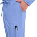 Cherokee Scrubs for Men Tapered Leg Mens Cargo Scrub Pants-5 Pockets,Drawstring,2 Way Stretch Medical Scrub Bottom-WW190 (Blue, M)