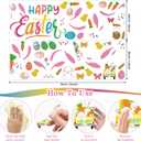 LHIUEM 50PCS Colorful Happy Easter Wall Decals Gift Cute Bunny Clings Easter Peeps Decorations Jumping Rabbits Decals Spring Clings for Windows Cute Eggs Bulletin Board Banner for Nursery Home