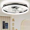 Ceiling Fans with Lights and Remote, 20 Inch Low Profile Ceiling Fan, Upgrade 7-Blade Flush Mount LED Fan Light, 3000K-6500K Dimmable Modern Fandelier Ceiling Fans for Bedroom, Black