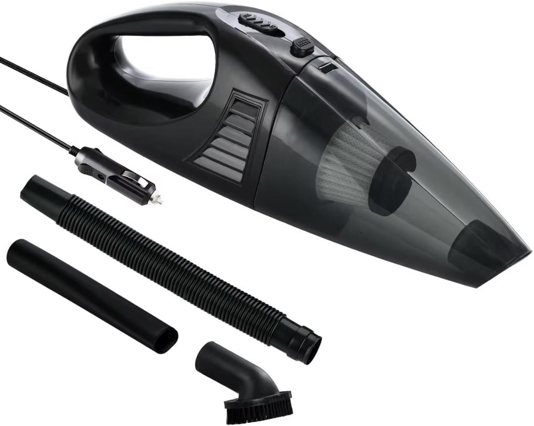 Portable High-Power Car Vacuum Cleaner  3000Pa Suction, Washable Filter, with Multiple Nozzles