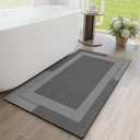 Non Slip Long Bath Mat Bathroom Runner, Rubber Backing Ultra Thin Bathroom Rugs Fit Under Door Quick Dry Super Absorbent Washable Bath Rug Shower Mat for Bathtub Sink Floor, Dark Grey 24"x48"