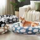 JOEJOY Donut Dog Bed Medium Size Dog, Cute Round Calming Pet Bed with Removable Washable Cover, Orthopedic Puppy Bed with Jacquard Shaggy Plush & Non Skid Bottom, Medium