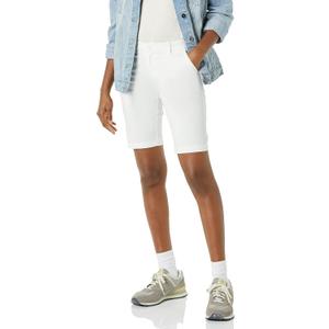 Amazon Essentials Women's Mid-Rise Slim-Fit 10" Inseam Bermuda Khaki Short, Size 10,  White