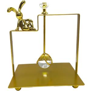 Bunny Napkin Holder for Tabletop, Decorative Square Plastic Rabbit Paper Towel Dispenser - Compact for Kitchen Counter, Home Bar, Farmhouse & Restaurant Table Decor (GOLD)