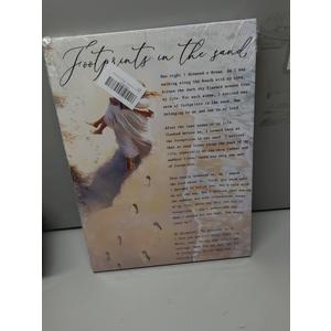 Footprints in the Sand Canvas Wall Art Chrisitan Inspirational Painting Picture Jesus Hugging Woman on Beach Poster Prints for Christian Women Living Room Bedroom Wall Decor 12x16in Framed