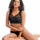 Padded No Underwire Bra Lace Wireless Back Smoothing Everyday Bras for Women Full Coverage (Black, XL)