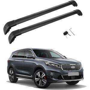 MotorFansClub Roof Rack Cross Bars Fit for KIA Sorento 2015 2016 2017 2018 2019 2020 with Anti-Theft Locks Baggage Cargo Luggage Aluminum Black