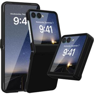 FABSPARK Case for Samsung Galaxy Z Flip 7,Built-in Screen Protector, Hinge Protection, Anti Scratch Anti-Fingerprint Slim Rugged Silky Touch Skin-Friendly Hard PC for Samsung Z Flip 7 Case, Black