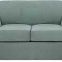 H.VERSAILTEX 3 Piece Stretch Sofa Covers for 2 Cushion Loveseat Couch Covers for Living Room Sofa Slipcovers (Base Cover Plus 2 Seat Cushion Covers) Thicker Jacquard Fabric(Medium Sofa, Sage)