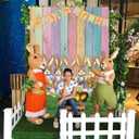 6x8FT Easter Backdrop Colorful Wood Backdrop for Photography Rabbit Eggs Grass Spring Background Banner Easter Party Decoration Kids Birthday Baby Shower Photo Booth Props (6X8FT)