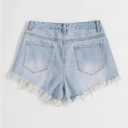 SOLY HUX Women's Ripped Raw Hem Jean Shorts High Waisted Straight Leg Denim Shorts Streetwear (Blue)