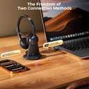 Wireless Headset with Mic for Work, Bluetooth 6.0 Headset with Microphone for PC, 65H AI Noise Cancelling, 60ft Range, USB Dongle & Charging Base, On-Ear Headphones for Zoom Teams Call Center