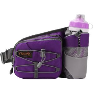 Waist Pack with Water Bottle Holder for Running Walking Hiking Fanny Pack Hydration Belt (Purple)