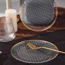 100 PCS Clear Plastic Plates with Gold Rim, Disposable Dessert Plate, 7" Salad Plate, Heavy Duty Weave Pattern Plates for Party, Wedding