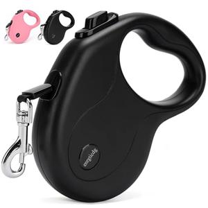 enrgticdg 16Ft Retractable Dog Leash, Light Weight Leash for Small to Medium Dogs/Cats Up to 50lbs, Stainless Steel Spring Strong Nylon Tape, Tangle Free, One-Handed Brake (Black)