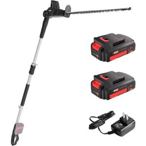 MZK 20V MAX 22.4-inch Cordless Pole Hedge Trimmer Attachment, 8-Feet Reach, Electric Hedge Trimmer with Extension Pole, Multi-Angle (Battery and Charger Included), ET1611-2