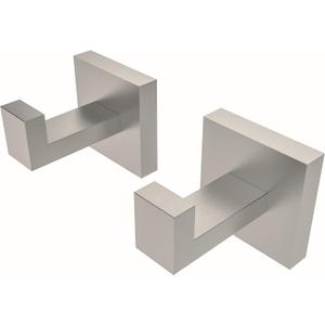 Ruacq Towel Hooks for Bathrooms, Heavy Duty Stainless Steel Square Bathroom Hooks, Wall Mounted Towel Hanger for Robe & Coat, Ideal for Kitchen, Bedroom, and Hotel Use(Brushed Nickel, 2 Pack)