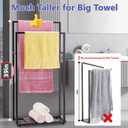 Towel Racks for Bathroom, 39'' Tall 2 Tier Bathroom Towel Stand with Storage Shelves, Modern Standing Pool Drying Rack for Outdoor, Black, ALHAKIN
