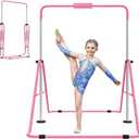 Gymnastics Bar for Kids, Adjustable Height Gymnastic Horizontal Bars with Mat, Folding Gymnastic Training Monkey Bars, Junior Expandable Training Kip Bar for Home