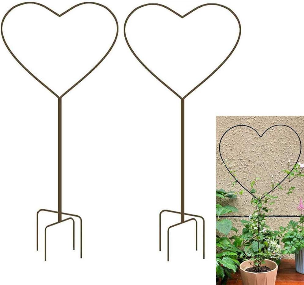 2 Pack 34Inch Garden Trellis for Climbing Plants, Meatal Heart Shape Plant Support Decorative Plant Trellis Potted Vines Vegetables Flowers Rose Jasmine Pea Clematis Ivy Cucumbers