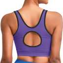 RUNNING GIRL Sports Bras for Women High Support,Seamless Ribbed Longline High Neck Sports Bra Racerback Padded Crop Top Yoga (Purple, M)