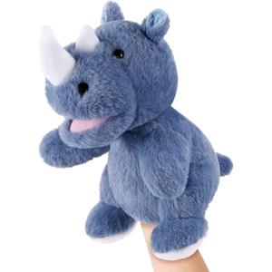 Animal Hand Puppets 11 Inch Safari Jungle Zoo Woodland Puppet Rainforest Grassland Animals Role-Playfor Kids Storytelling Imaginative Pretend Play Teaching Preschool Learning Educational(Rhino)