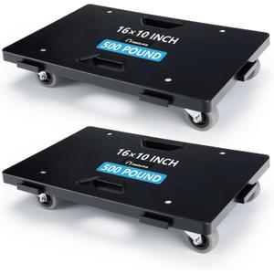 Nellyke Furniture Dolly, 2 Pack Dollies with Wheels,16'' X10'' Small Flat Dolly with 500LBS Large Capacity, Furniture Movers with Wheels Heavy Duty, Connectable and Portable, Black