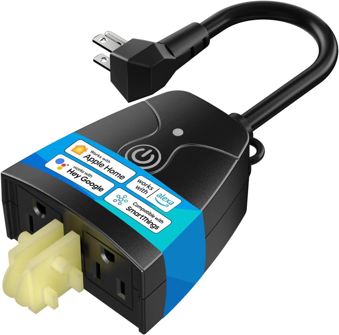 meross Outdoor Smart Plug Compatible with Apple HomeKit, Siri, Alexa, Google Assistant and SmartThings, Waterproof Outdoor Outlet, Remote & Voice Control, Timer, FCC and ETL Certified