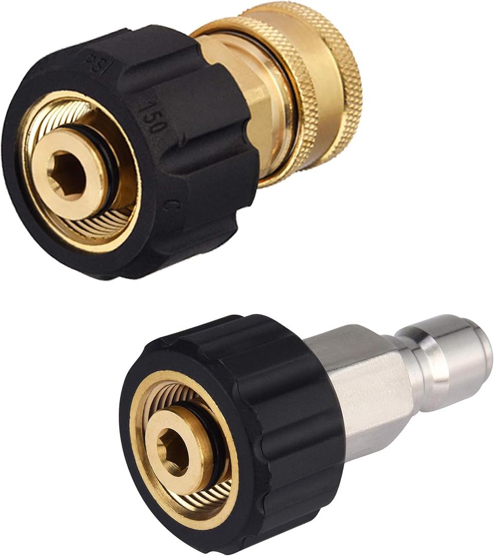 M MINGLE Pressure Washer Hose Adapter Set, M22 to 3/8 Quick Connect for Power Washer Hose, 5000 PSI